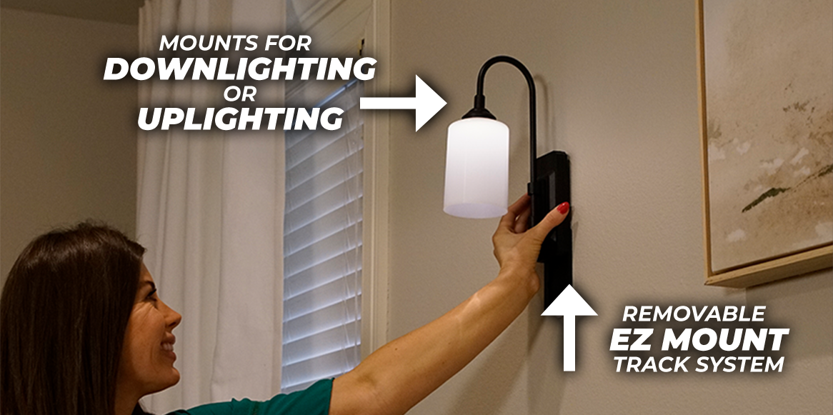 Mounts for Downlighting or Uplighting. Removable EZ Mount Track System